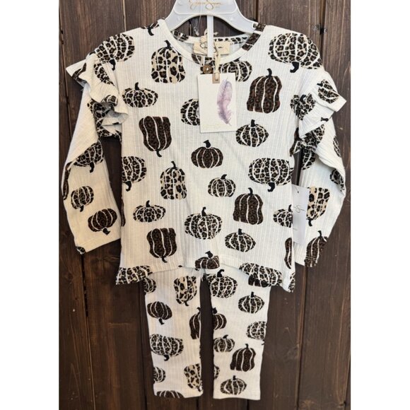 Jessica Simpson 24 Months 2-Piece Leopard Fall Pumpkin Outfit, NWT - Picture 1 of 7